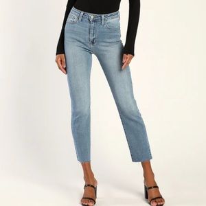 Just Black Denim Medium Wash Denim Straight Leg High Rise Jeans